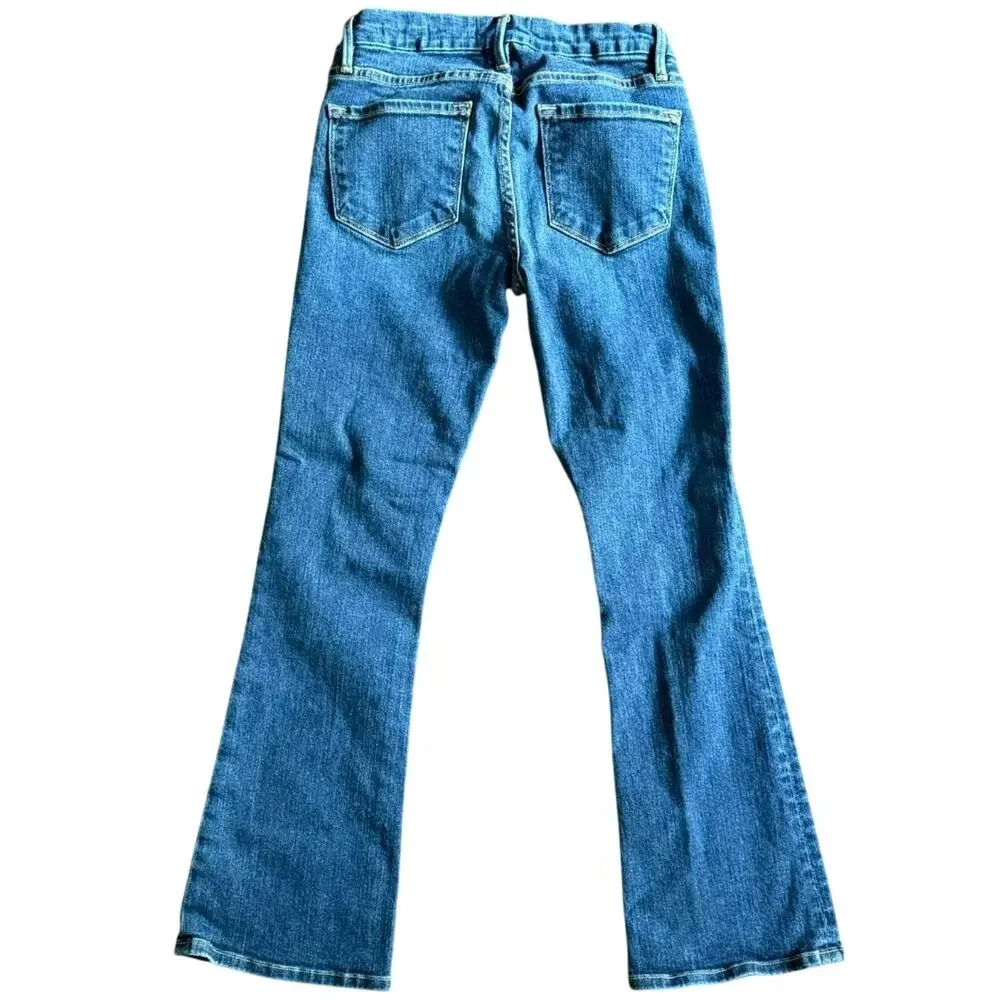 Frame Le Crop Mini Boot Jeans Sz 24 Blue Denim Mid-Rise Best Seller - Picture 4 of 6